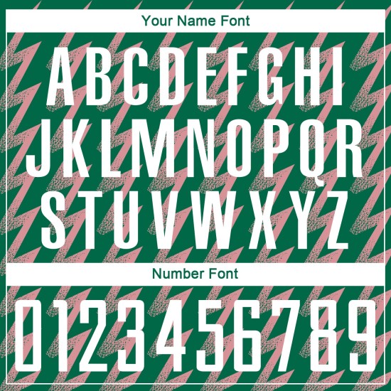 Benutzerdefinierte Kelly Grün Weiß-Mittel Rosa Zickzack Form Sublimation Fußball Uniform Trikot